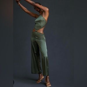 Hutch Olive Green Satin Two Piece Set
